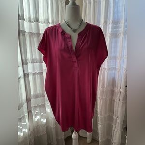 Jodifl size 1X silky satin hot pink blouse